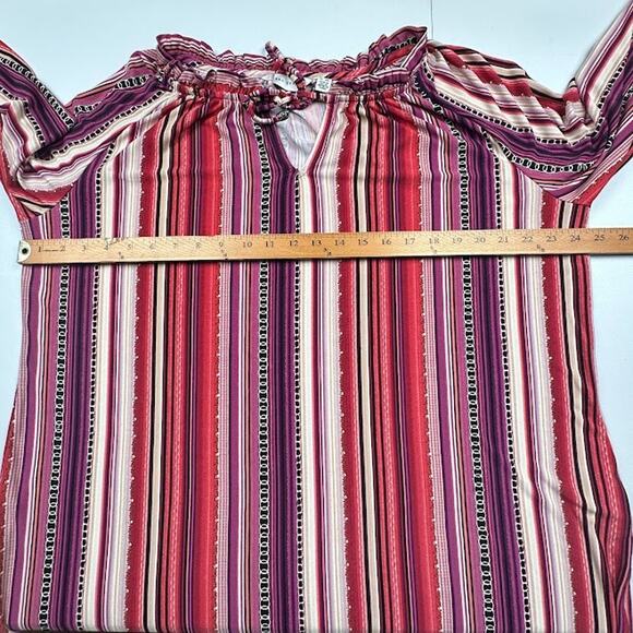 Susan Graver Top Womens 1X Pink Striped Liquid Knit Long Sleeve Stretch Comfort - Picture 9 of 12